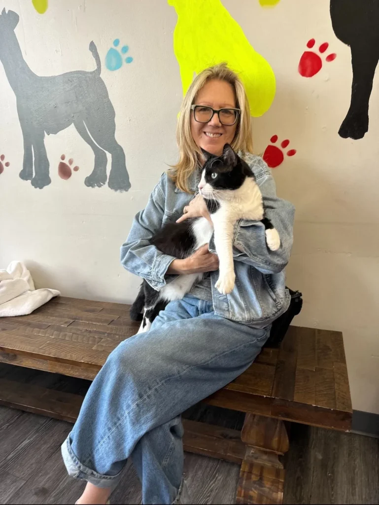 Woman holding cat